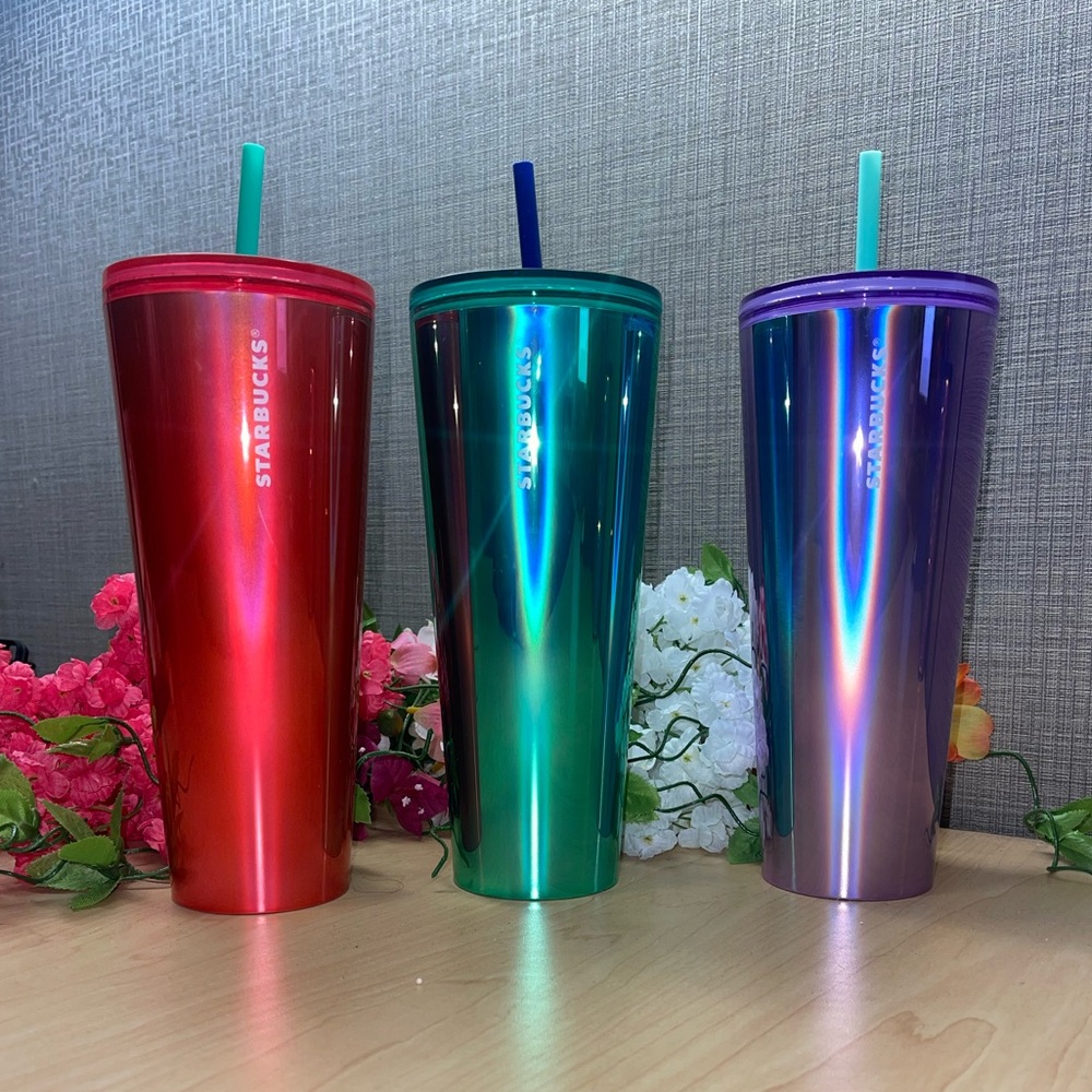 🔆 THREE Summer 2022 Starbucks Cold Tumblers Grape, Watermelon & Lime Fame ➿